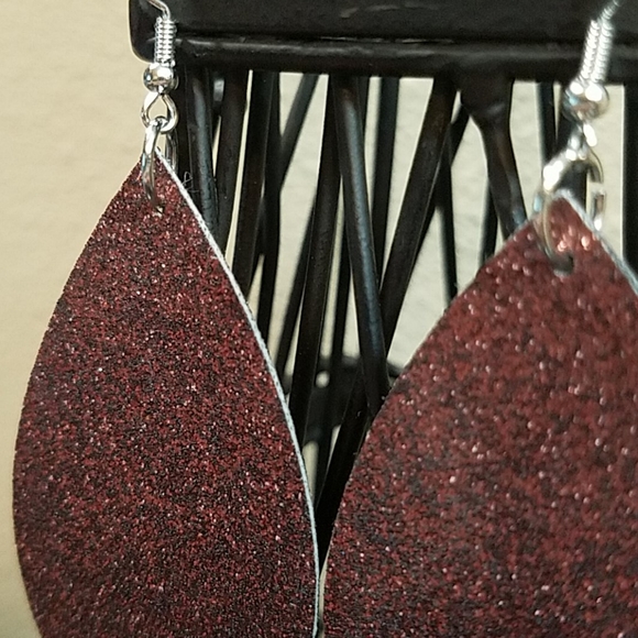Fine Glitter Faux Leather Earrings - Picture 2 of 3